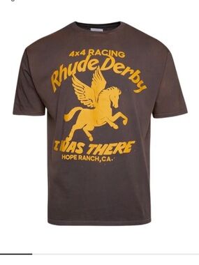 NWT  Rhude Derby logo-print Short Sleeve T- shirt Vintage Grey